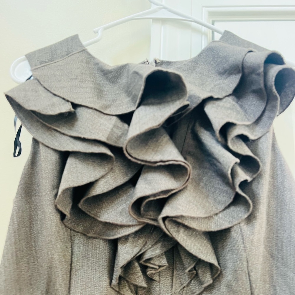 Chic Strapless Ruffle Dress in Rich Brown - Picture 3 of 7